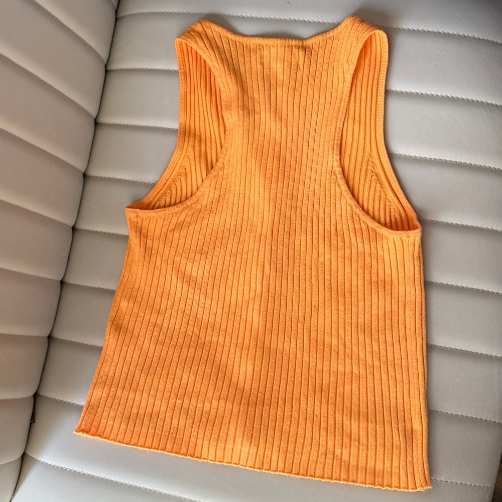 Orange Ribbed Button-Up Tank Top Calvin Klein Jeans - Picture 5 of 5
